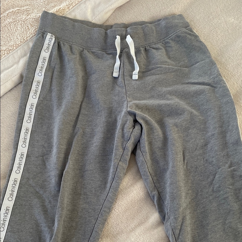 Calvin Klein Women’s Charcoal Joggers with Logo Trim size L large